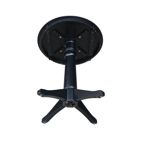 International Concepts Round 30 in Round Top Pedestal Table, 34.9 inH, Black, 30 in W, 30 in L, 35.9 in H, Wood, Black - K46-30RT-27B-6B