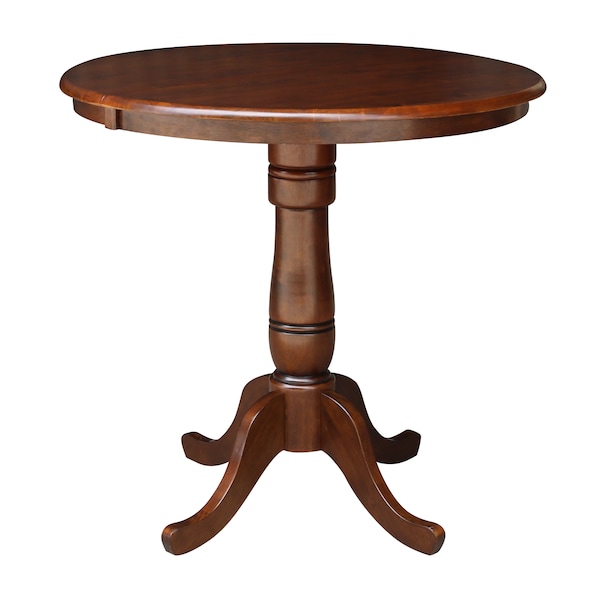 International Concepts Round 36 in Rd Top Pedestal Table, 12 in Leaf, 34.9 inH, Adjustable Height, Espresso, 36 in W, 48 in L - K581-36RXT-6B