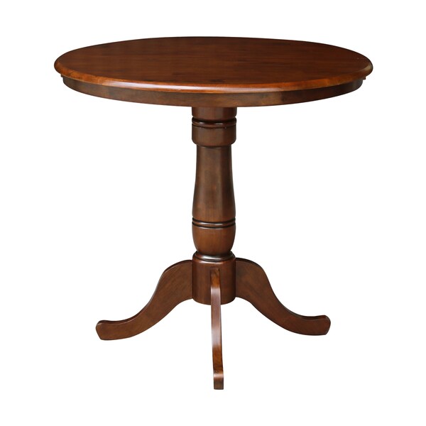 International Concepts Round 36 in Rd Top Pedestal Table, 12 in Leaf, 34.9 inH, Adjustable Height, Espresso, 36 in W, 48 in L - K581-36RXT-6B