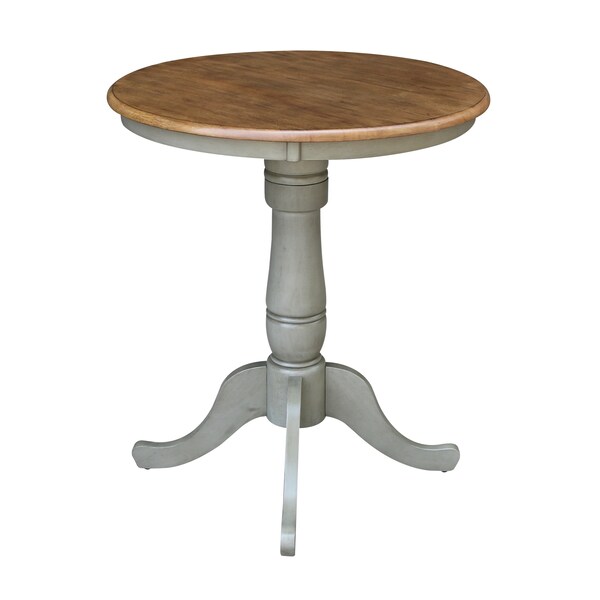 International Concepts Round 30 in Rd Top Pedestal Table, Counter Height, Hickory/Stone, 30 in W, 30 in L, 35.1 in H, Wood - K41-30RT-6B