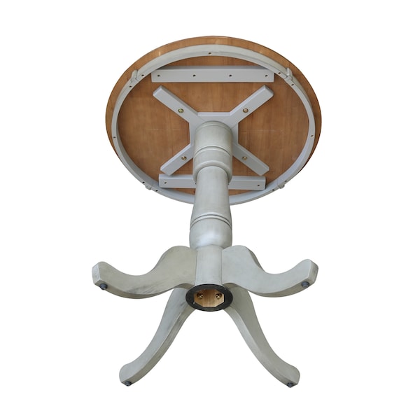 International Concepts Round 30 in Rd Top Pedestal Table, Counter Height, Hickory/Stone, 30 in W, 30 in L, 35.1 in H, Wood - K41-30RT-6B