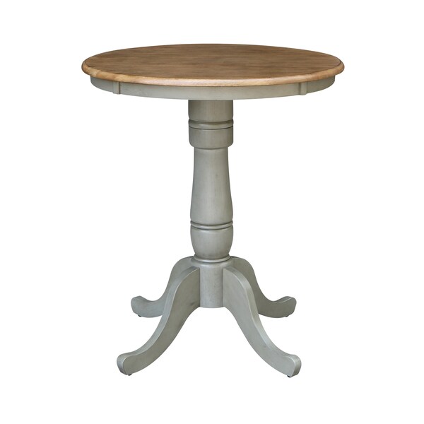 International Concepts Round 30 in Rd Top Pedestal Table, Counter Height, Hickory/Stone, 30 in W, 30 in L, 35.1 in H, Wood - K41-30RT-6B