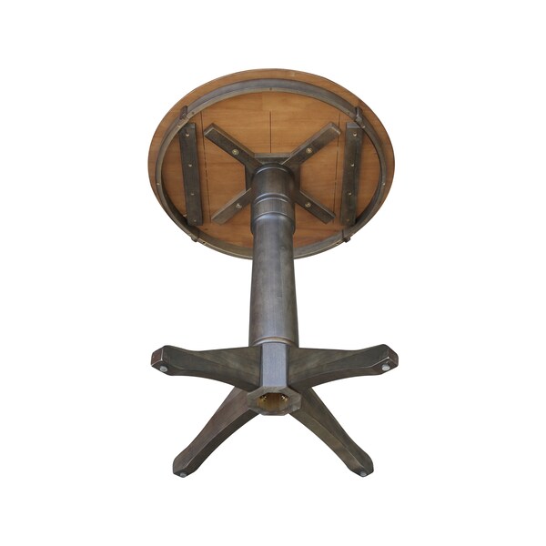 International Concepts Round 30 in Round Top Pedestal Table, 35.9 inH, Hickory/Washed Coal, 30 in W, 30 in L, 35.9 in H - K45-30RT-27B-6B
