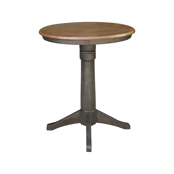 International Concepts Round 30 in Round Top Pedestal Table, 35.9 inH, Hickory/Washed Coal, 30 in W, 30 in L, 35.9 in H - K45-30RT-27B-6B