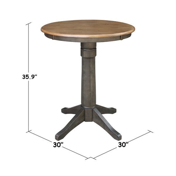 International Concepts Round 30 in Round Top Pedestal Table, 35.9 inH, Hickory/Washed Coal, 30 in W, 30 in L, 35.9 in H - K45-30RT-27B-6B