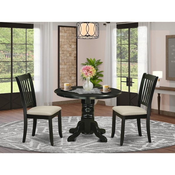 East West Furniture 3 Piece Shelton Dinette Set - Black - SHDA3-BLK-C