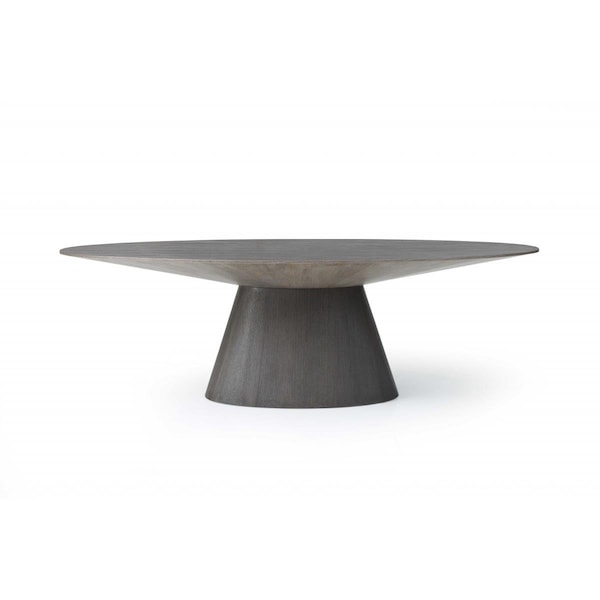 Homeroots Gray Oak Veneer Oval Dining Table - 95 x 43 x 30 in. - 370712