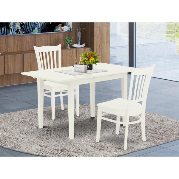 East West Furniture 3 Piece Norfolk Modern Dinette Set - Linen White - NOGR3-WHI-W