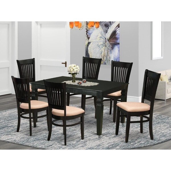 East West Furniture 7 Piece Weston Rectangular Dinette Set - Black - WEVA7-BLK-C
