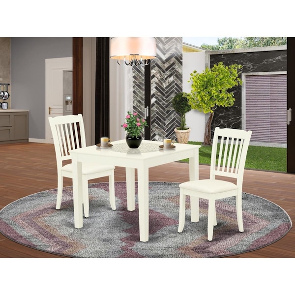 East West Furniture 3 Piece Oxford Dinette Set - Linen White - OXDA3-LWH-C