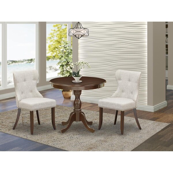 East West Furniture 3 Piece Antique Dining Table Set - Mahogany - AMSI3-MAH-35