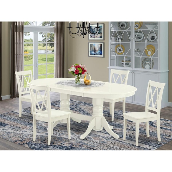 East West Furniture 5 Piece Vancouver Kitchen Furniture Set - Linen White - VACL5-LWH-W