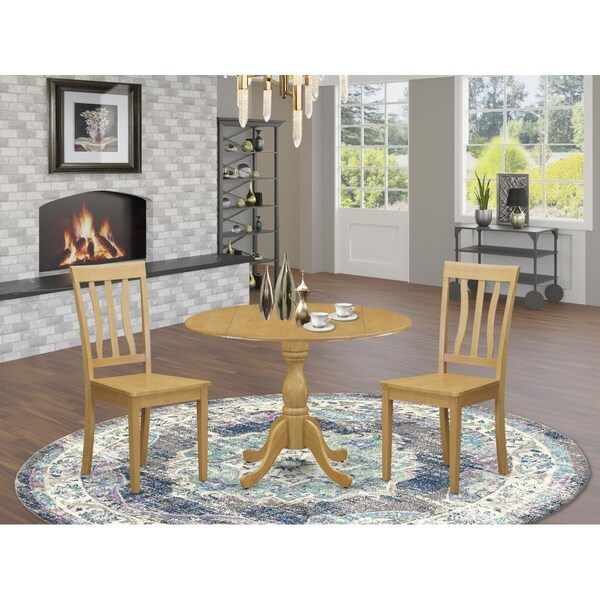 East West Furniture 3 Piece Dublin Dining Room Set - Oak - DMAN3-OAK-W
