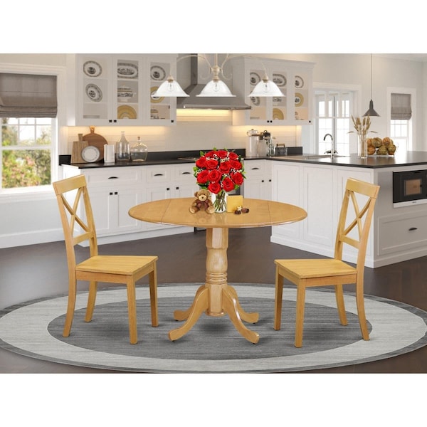East West Furniture 3 Piece Dublin Kitchen Table Set - Oak - DLBO3-OAK-W