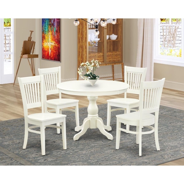 East West Furniture 5 Piece Hartland Kitchen Table Set - Linen White - HBVA5-LWH-W