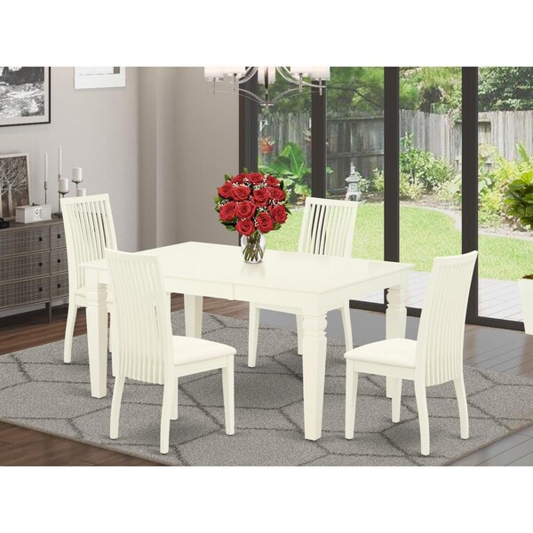 East West Furniture 5 Piece Weston Dining Set - Linen White - WEIP5-WHI-C