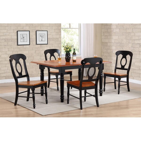 Sunset Trading Butterfly Leaf Dining Table Set with Napoleon Chairs 5 Pieces - DLU-TLB3660-C50-BCH5PC