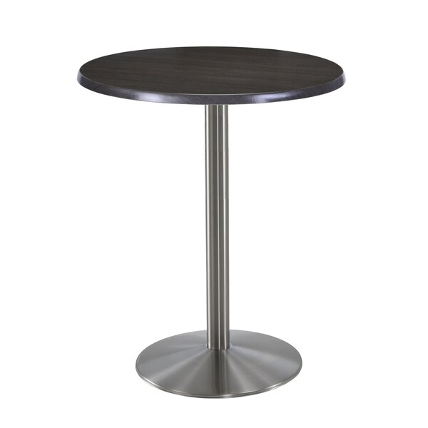 Holland Bar Stool Co 42" Tall OD214 Stainless Steel Table Base 22" Diameter 30" Diameter Charcoal Top - OD214-2242SSOD30RCHAR