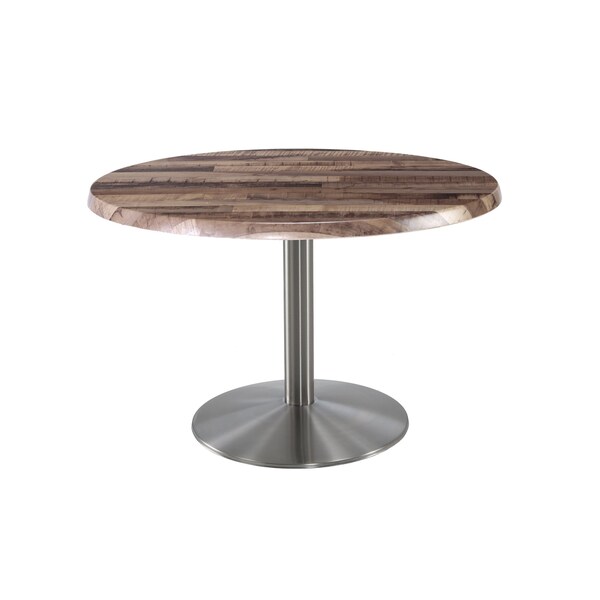 Holland Bar Stool Co 30" Tall OD214 Stainless Steel Table Base 22" Diameter 36" Diameter Rustic Top - OD214-2230SSOD36RRUSTIC