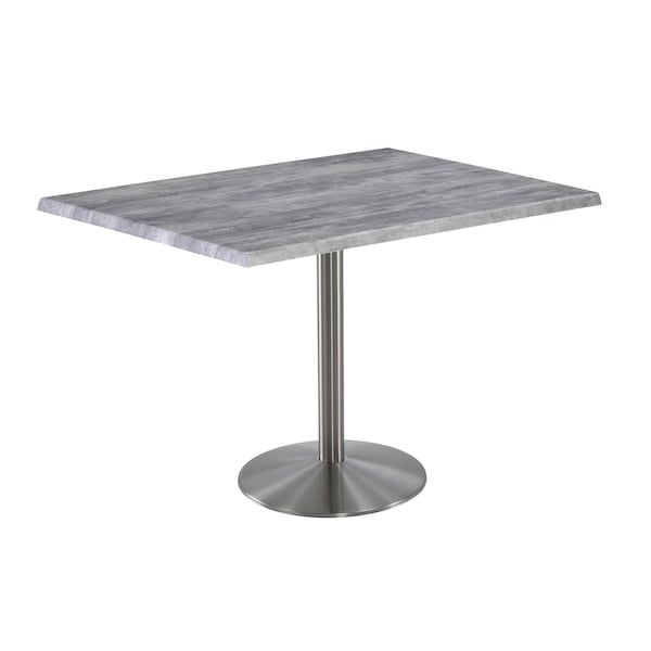 Holland Bar Stool Co 36" Tall OD214 Stainless Steel Table Base 22" Diameter 30"x48" Greystone Top - OD214-2236SSOD3048GRYSTN