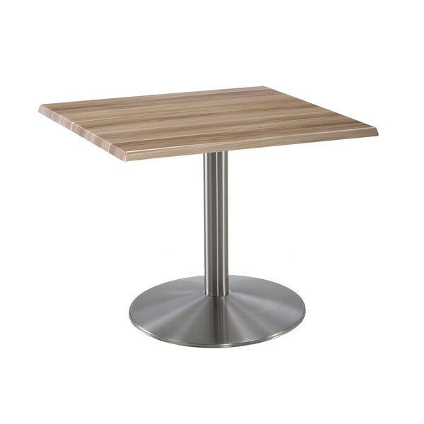 Holland Bar Stool Co 30" Tall OD214 Stainless Steel Table Base 22" Diameter 30"x30" Square Natural Top - OD214-2230SSOD30SQNAT
