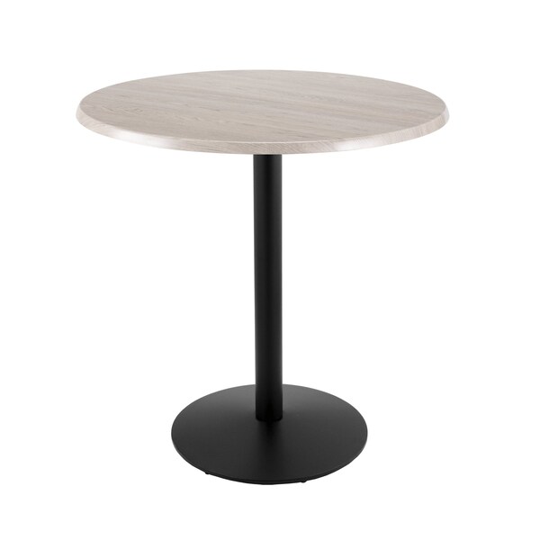 Holland Bar Stool Co 42" Tall OD214 Black Table Base 22" Diameter 36" Diameter White Ash Top by the HollBar Stool Co. - OD214-2242BWOD36RWA