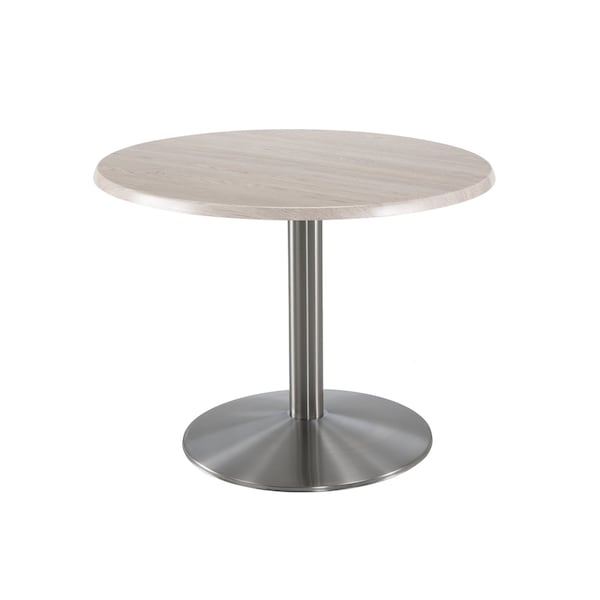Holland Bar Stool Co 30" Tall OD214 Stainless Steel Table Base 22" Diameter 30" Diameter White Ash Top - OD214-2230SSOD30RWA