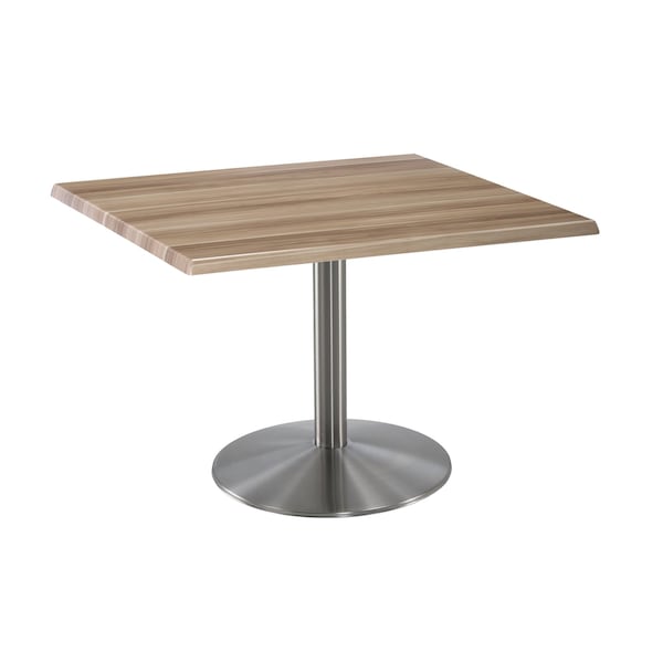 Holland Bar Stool Co 30" Tall OD214 Stainless Steel Table Base 22" Diameter 36"x36" Square Natural Top - OD214-2230SSOD36SQNAT