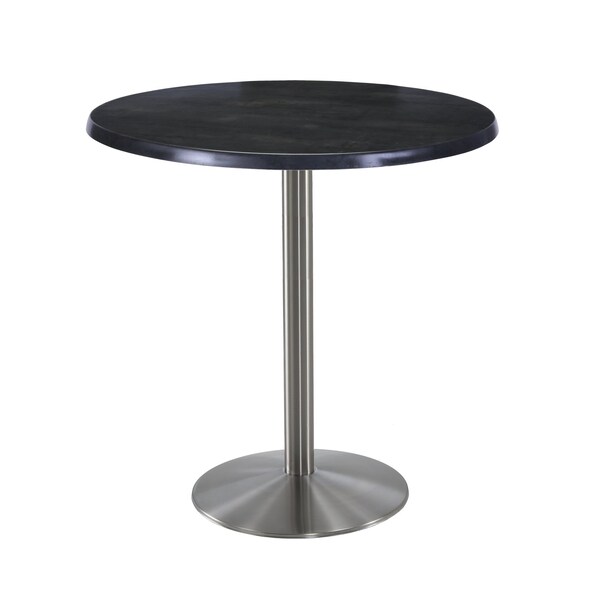 Holland Bar Stool Co 42" Tall OD214 Stainless Steel Table Base 22" Diameter 36" Diameter Black Steel Top - OD214-2242SSOD36RBLKSTL