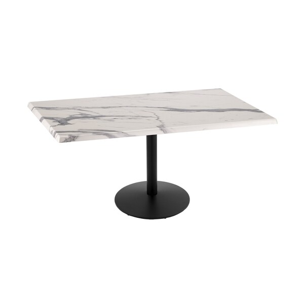 Holland Bar Stool Co 30" Tall OD214 Black Table Base 22" Diameter 30" x 48" White Marble Top by the HollBar Stool Co. - OD214-2230BWOD3048WM