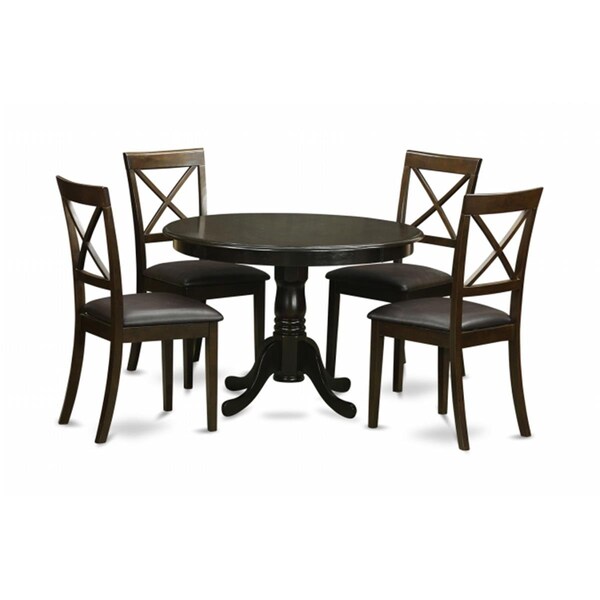 East West Furniture 5 Piece Kitchen Nook Dining Set-Kitchen Table and 4 Dinette Chairs - HLBO5-CAP-LC