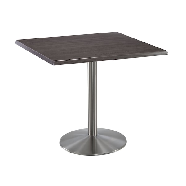 Holland Bar Stool Co 36" Tall OD214 Stainless Steel Table Base 22" Diameter 36"x36" Square Charcoal Top - OD214-2236SSOD36SQCHAR