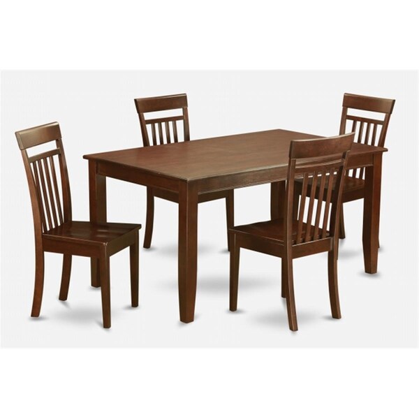 East West Furniture 5PC Set Rectangular Table and 4 wood Seat Slat Back Chairs - DUCA5-MAH-W