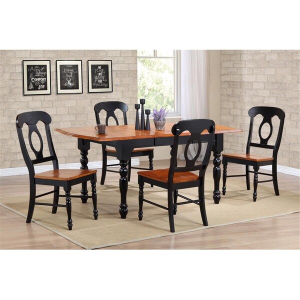 Sunset Trading Drop Leaf Extension Dining Table Set with Napoleon Chairs 5 Pieces - DLU-TDX3472-C50-BCH5PC