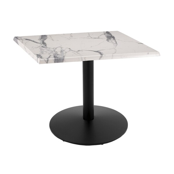 Holland Bar Stool Co 30" Tall OD214 Black Table Base 22" Diameter 30"x30" Square White Marble Top - OD214-2230BWOD30SQWM