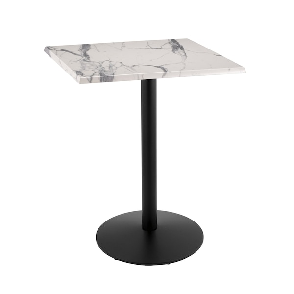 Holland Bar Stool Co 42" Tall OD214 Black Table Base 22" Diameter 30"x30" Square White Marble Top - OD214-2242BWOD30SQWM