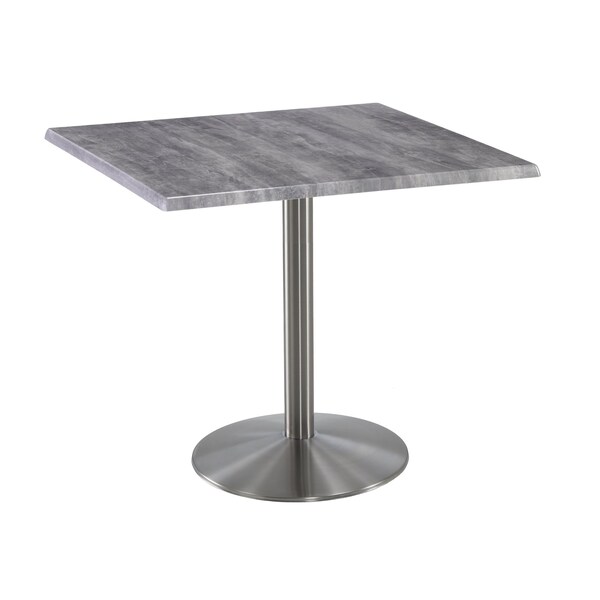 Holland Bar Stool Co 36" Tall OD214 Stainless Steel Table Base 22" Diameter 36"x36" Square Greystone Top - OD214-2236SSOD36SQGRYSTN