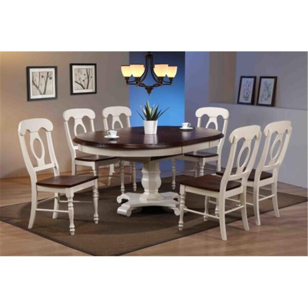Sunset Trading Sunset Trading DLU-ADW4866-C50-AW7PC Butterfly Leaf Dining Table Set with Napoleon Chairs  7 Piece - DLU-ADW4866-C50-AW7PC