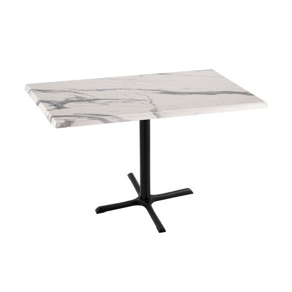 Holland Bar Stool Co 36" Tall OD211 Black Table Base 30" x 30" Foot 30" x 48" White Marble Top by the HollBar Stool Co. - OD211-3036BWOD3048WM