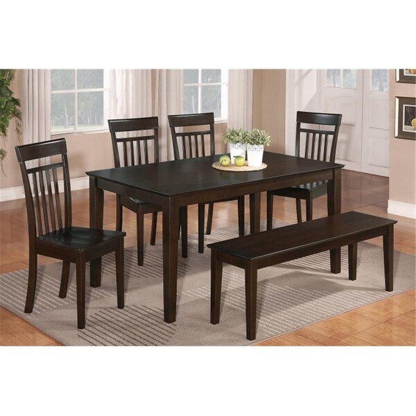East West Furniture 6 Piece Kitchen Table With Bench Set-Kitchen Table and 4 Chairs For Kitchen and 1 Bench - CAP6S-CAP-W