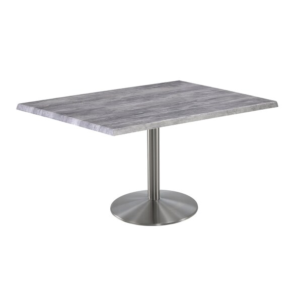 Holland Bar Stool Co 30" Tall OD214 Stainless Steel Table Base 22" Diameter 30"x48" Greystone Top - OD214-2230SSOD3048GRYSTN