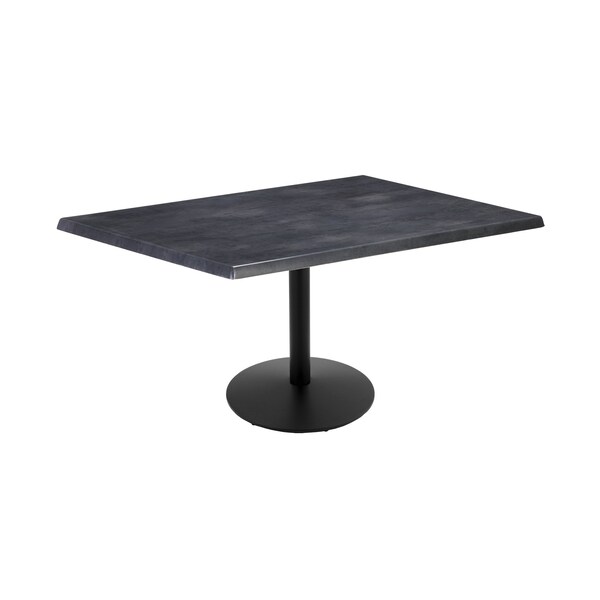 Holland Bar Stool Co 30" Tall OD214 Black Table Base 22" Diameter Foot 30" x 48" Black Steel Top by the HollBar Stool Co. - OD214-2230BWOD3048BLKSTL