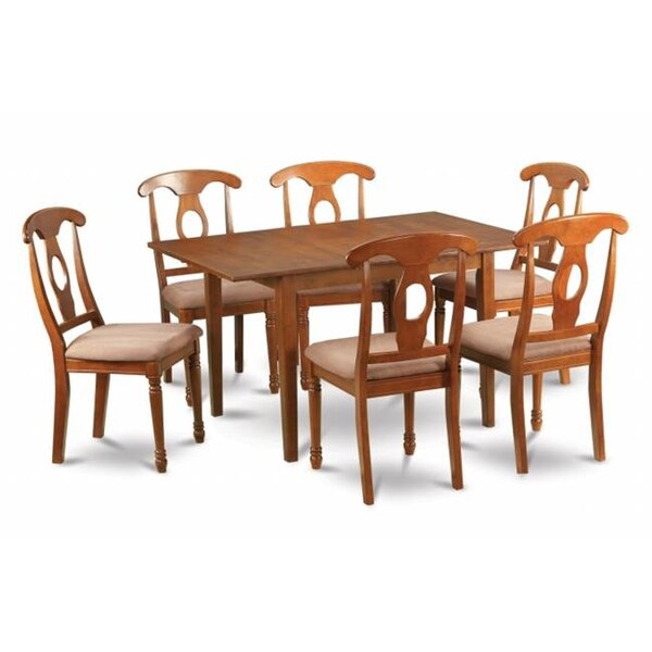 East West Furniture East West Furniture PSNA7-SBR-C 7Pc Set Picasso Table with 12 in butterfly leaf and 6 Napoleon Cushioned seat chairs - PSNA7-SBR-C
