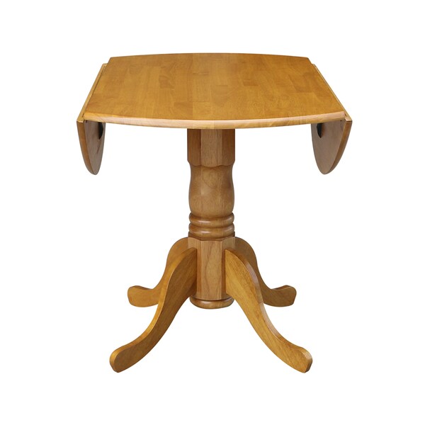 International Concepts 42 in. Dual Drop Leaf Table with 4  Ladder Back Dining Chairs - 5 Piece Dining Set - K04-42DP-C46-2-4