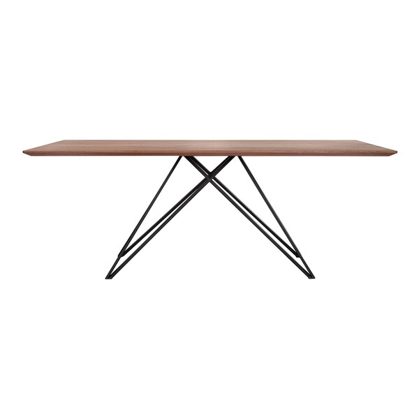 Armen Living Modena Contemporary Dining Table in Matte Black Finish and Walnut Wood Top - LCMNDIWABL
