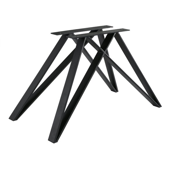 Armen Living Modena Contemporary Dining Table in Matte Black Finish and Walnut Wood Top - LCMNDIWABL