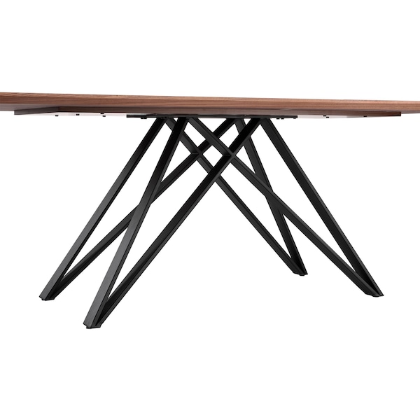 Armen Living Modena Contemporary Dining Table in Matte Black Finish and Walnut Wood Top - LCMNDIWABL