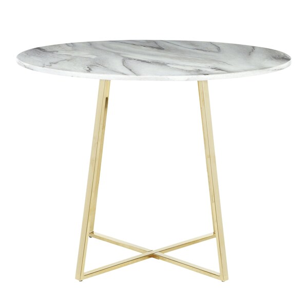 Lumisource Cosmo Dining Table in Gold Metal and White Marble Top - DT-COSMO2 AUWMB