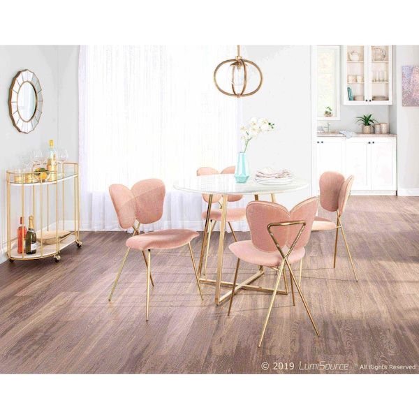Lumisource Cosmo Dining Table in Gold Metal and White Marble Top - DT-COSMO2 AUWMB