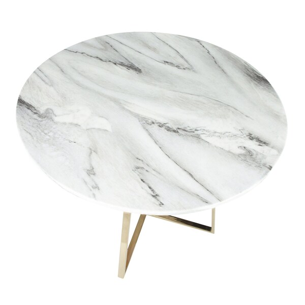 Lumisource Cosmo Dining Table in Gold Metal and White Marble Top - DT-COSMO2 AUWMB